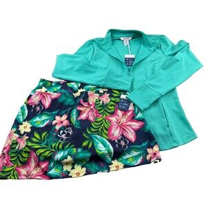NWT Tommy Bahama Everyday Active  1/4 Zip Pullover/Floral Skort Golf Set XSmall